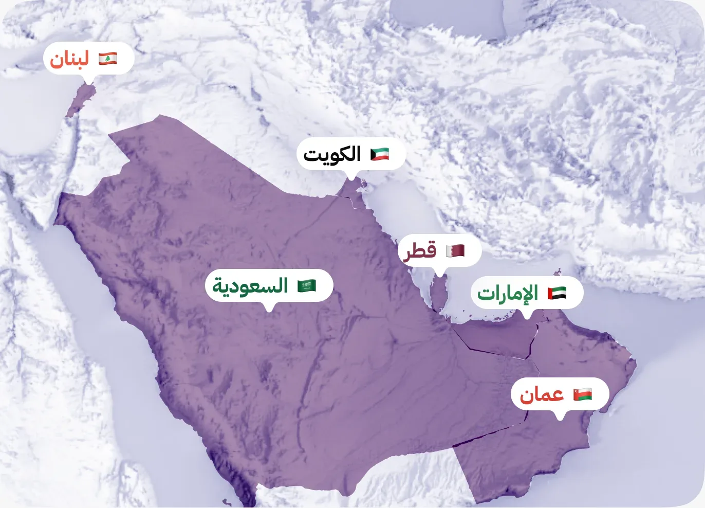 خريطة الحضور الإقليمي لمنصة ينمو الحضانة